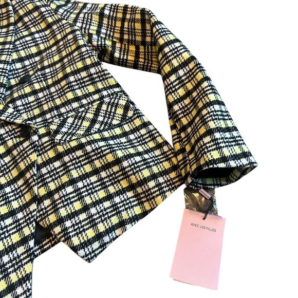 Avec Les Filles Double Breasted Blazer Jacket Plaid Clueless Size Medium NWT - Picture 5 of 12